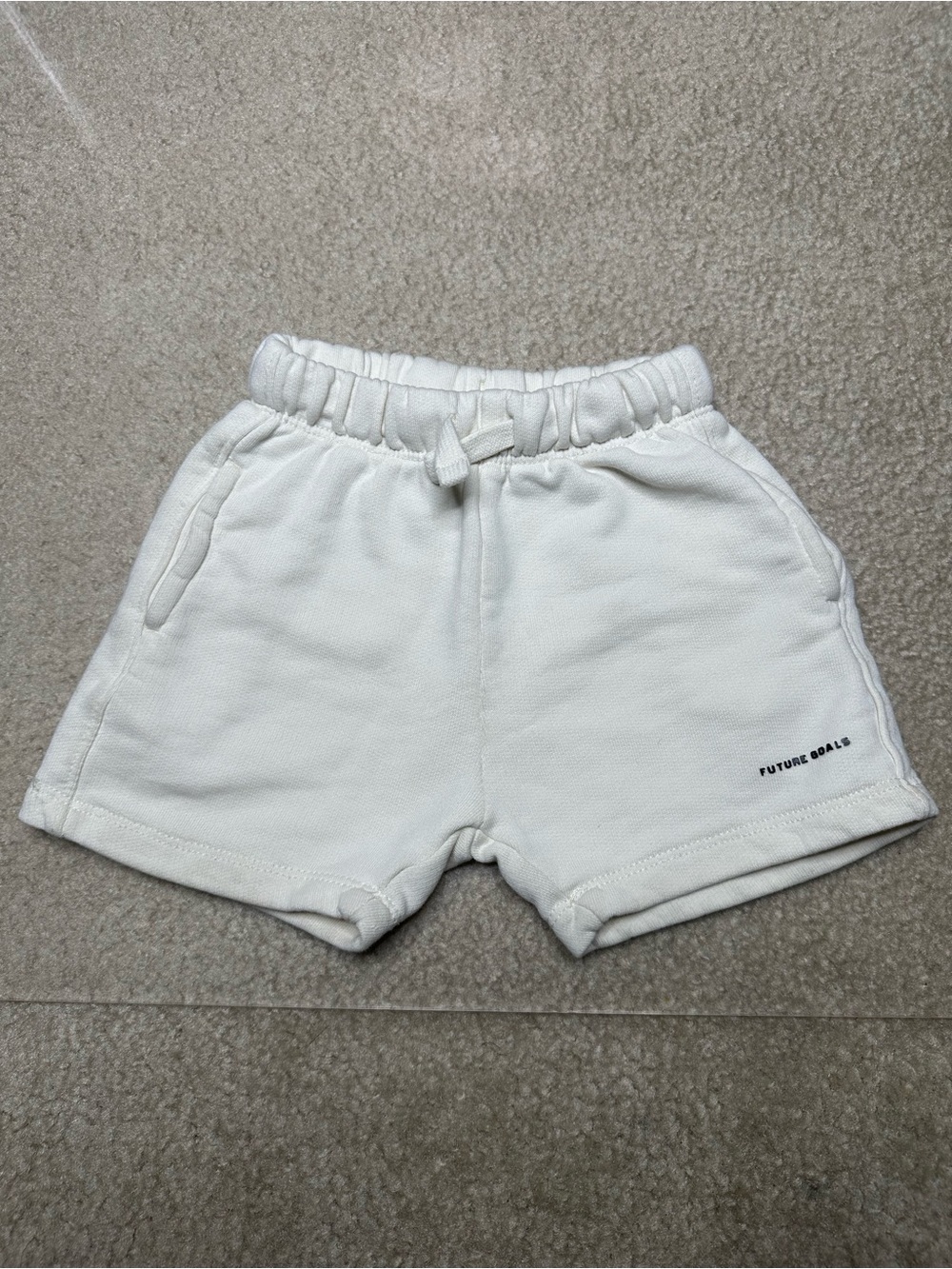 ZARA FUTURE GOALS CREAM 100% COTTON TODDLER BOY SHORTS SZ 2T